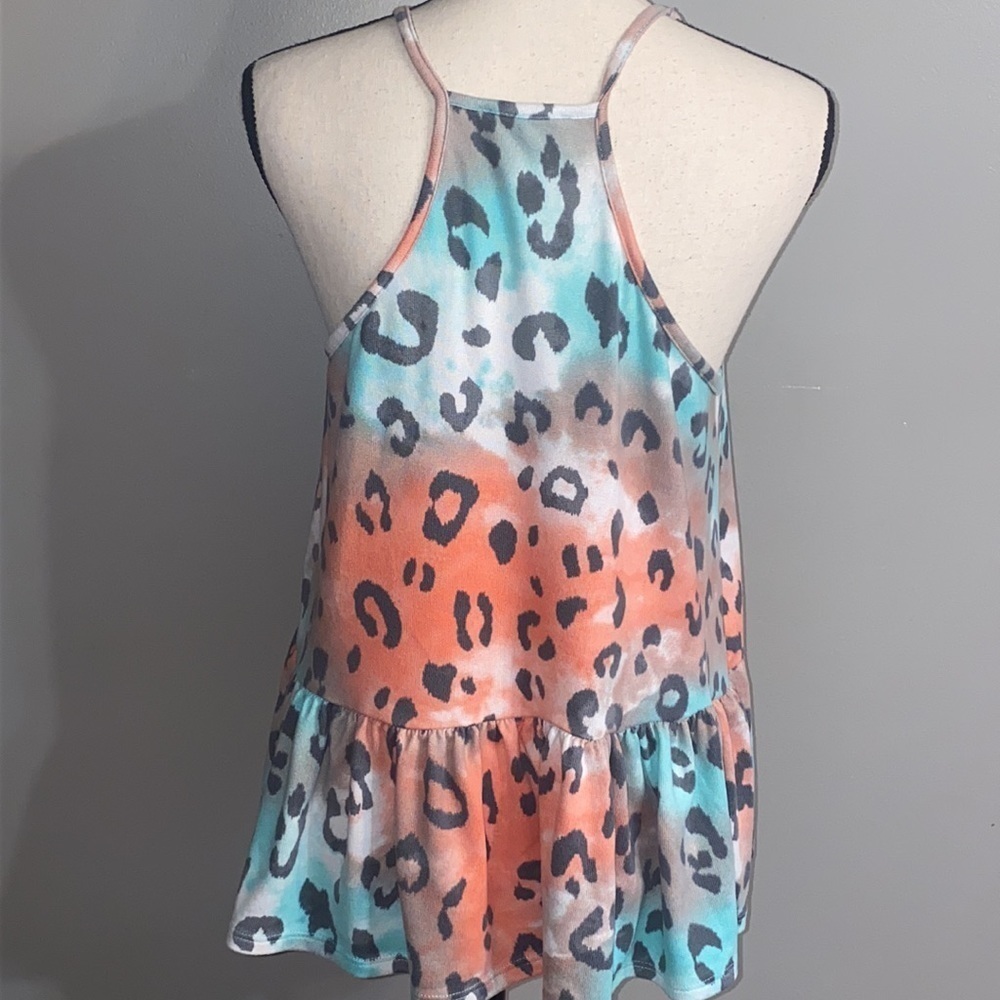 Multicolor Cheetah Print Ruffled Tank - Picture 6 of 9
